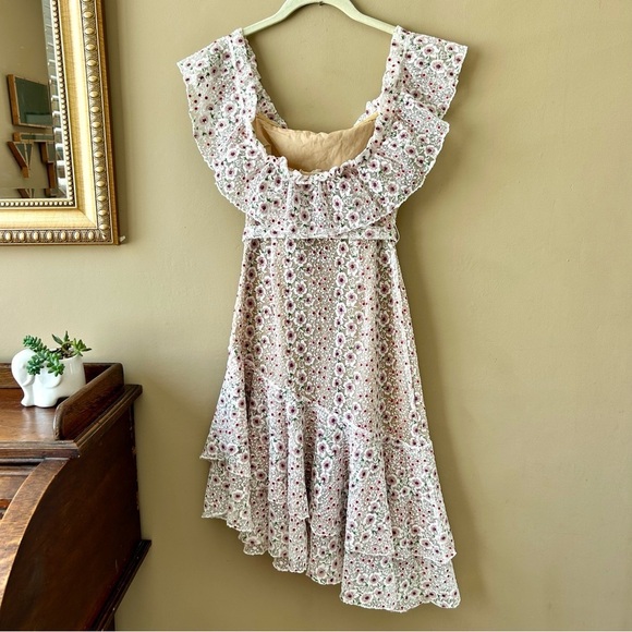Tularosa Juno Off the Shoulder Dress Asymmetrical Floral Embroidered Lace XS - Picture 6 of 9
